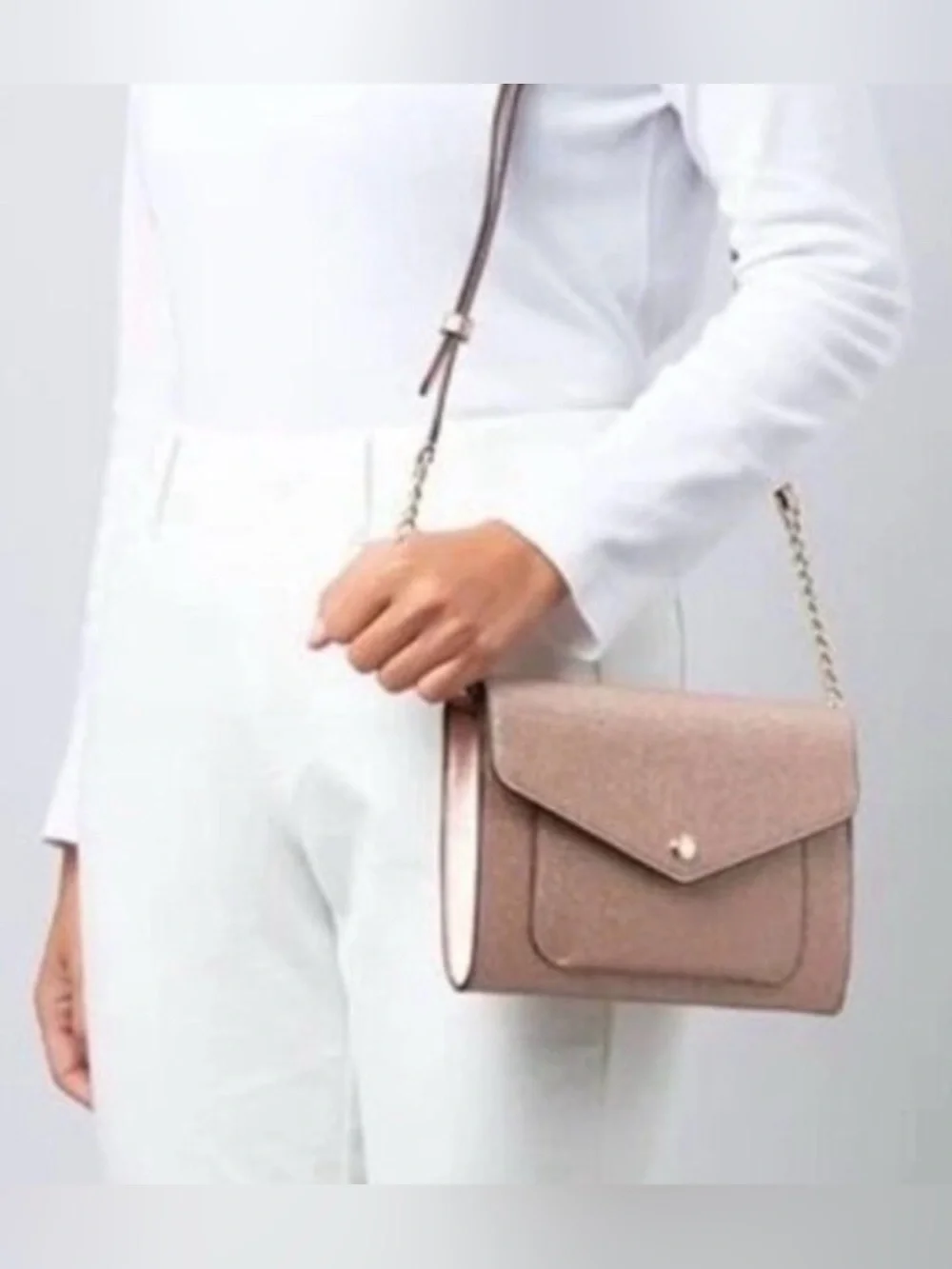 NWT Kate Spade Retail $279 Tinsel Flap Crossbody- Rose Gold Glitter